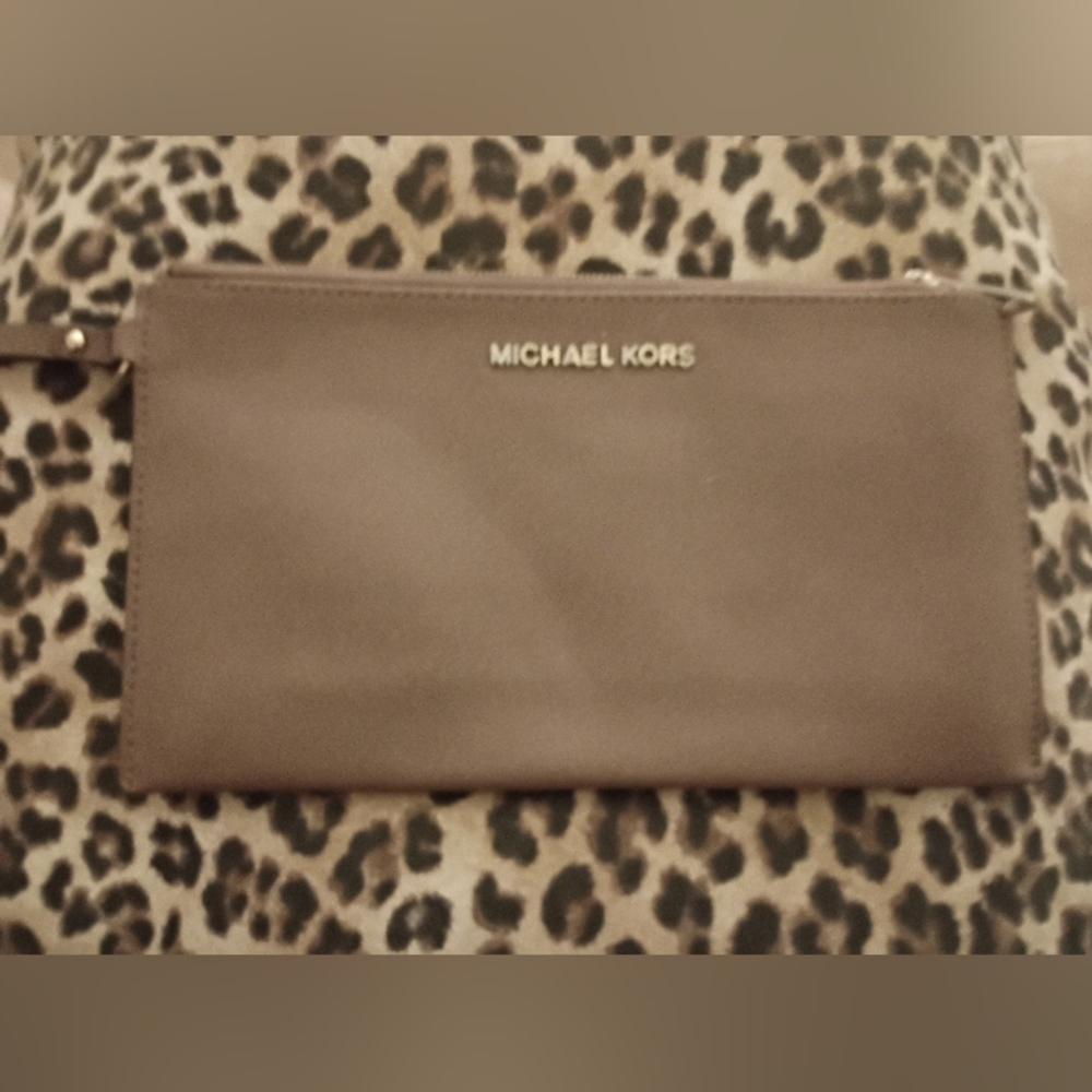 Michael Kors Brown Wristlet with Gold Accents